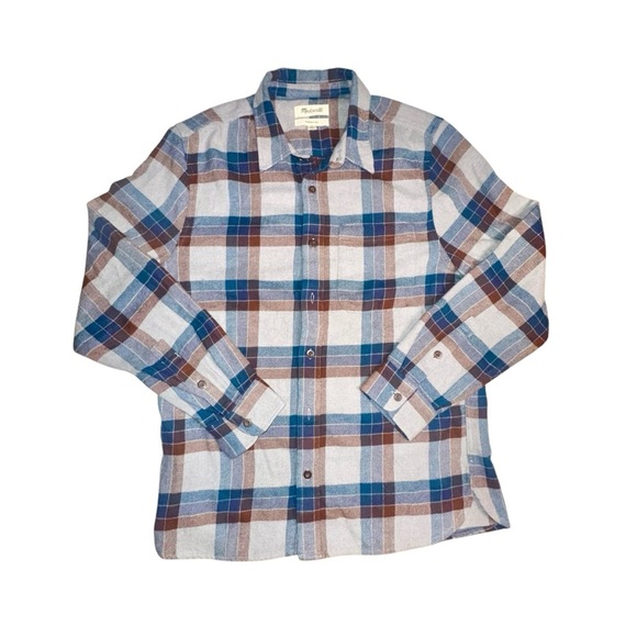 Madewell Perfect Fit Mens Steel Check Sunday Flannel Button up Shirt Size M - Picture 1 of 6